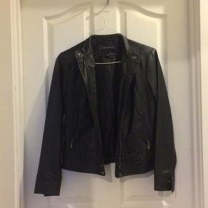A black leather jacket in mint condition